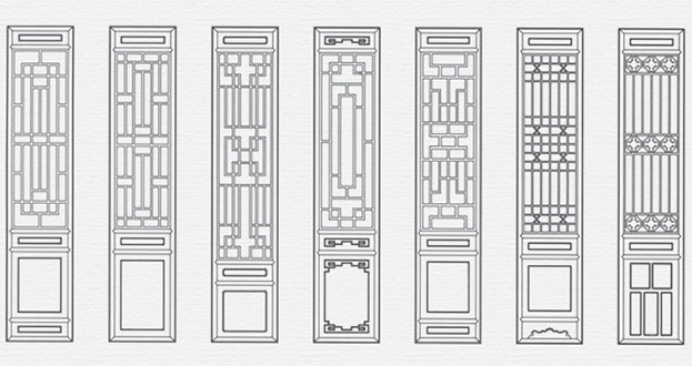 东西湖常用中式仿古花窗图案隔断设计图